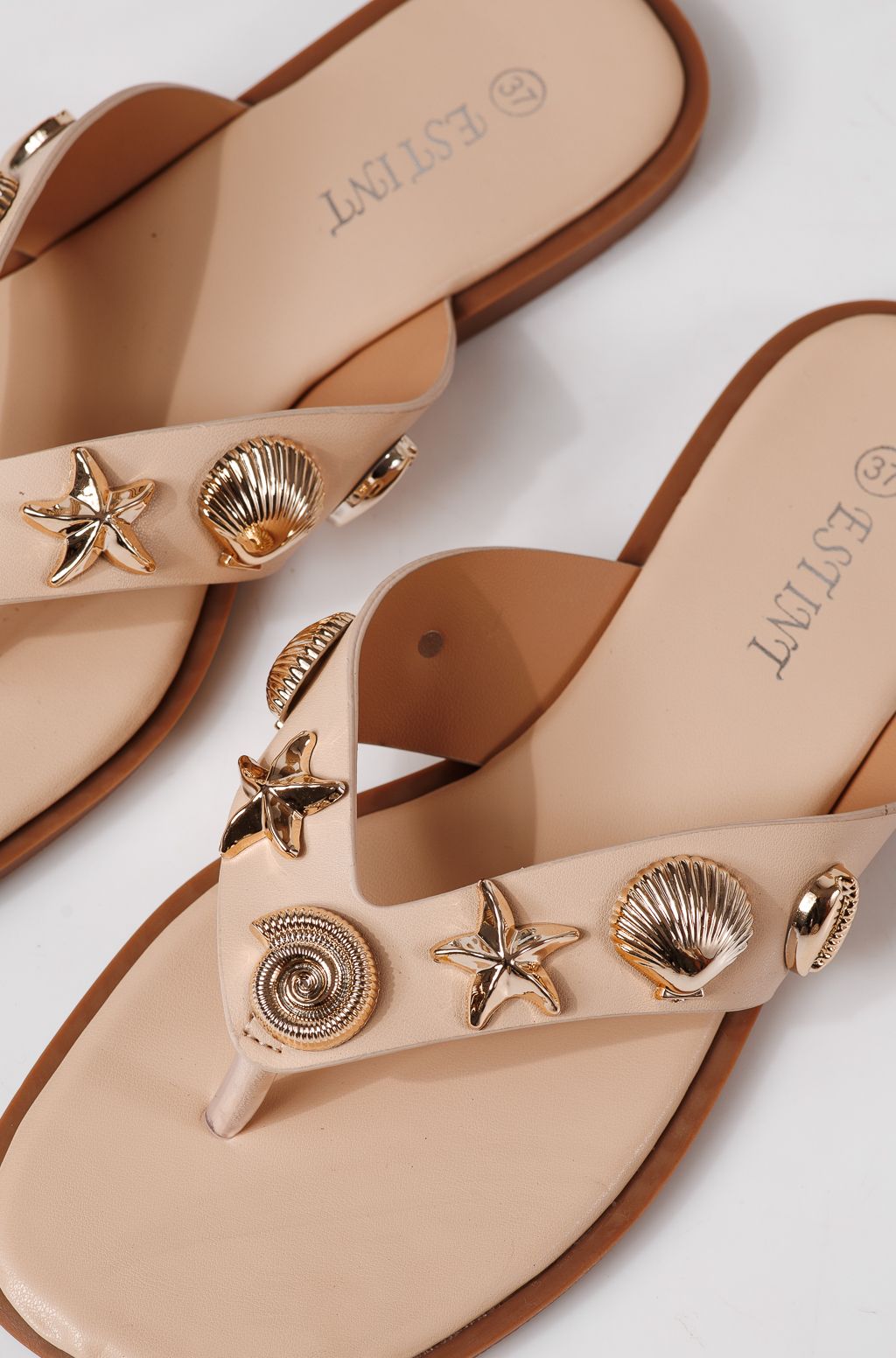 Дамски чехли бежови от еко кожа Zelia #24801