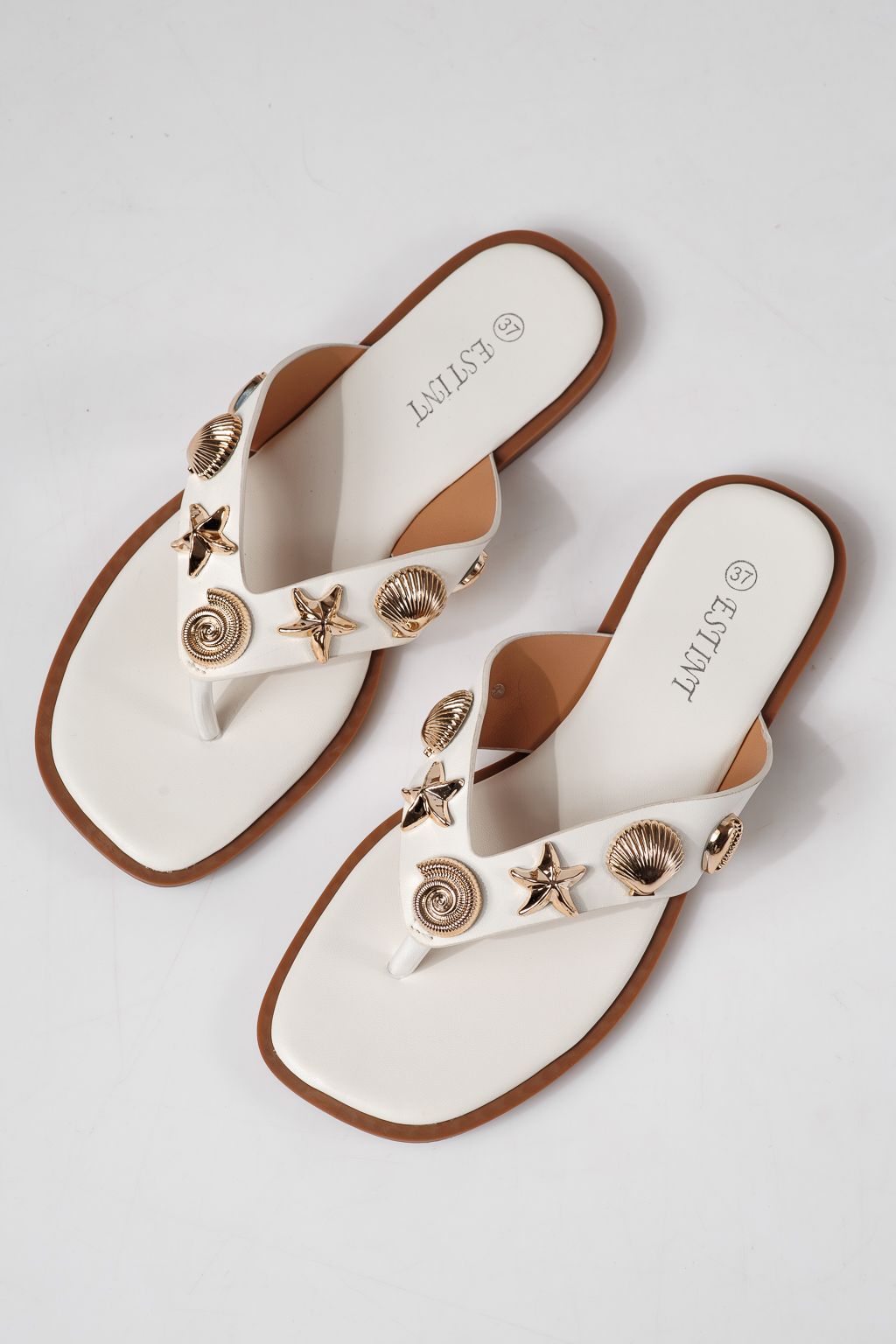 Дамски чехли бели от еко кожа Zelia #24800