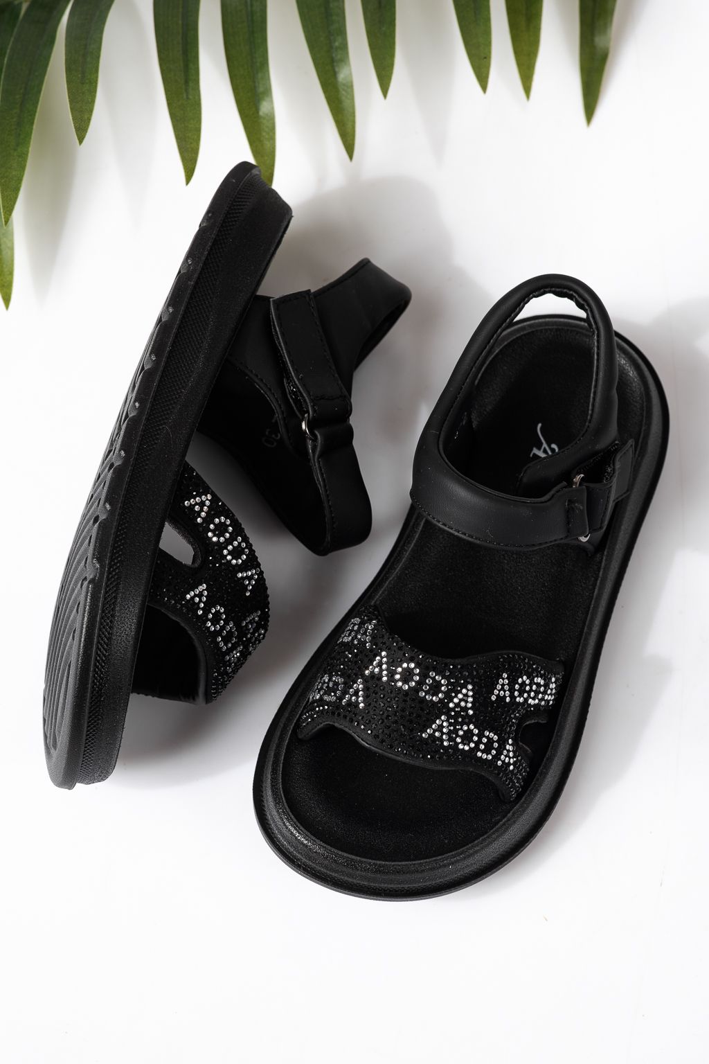 Детски сандали черни от еко кожа Ivara #24926