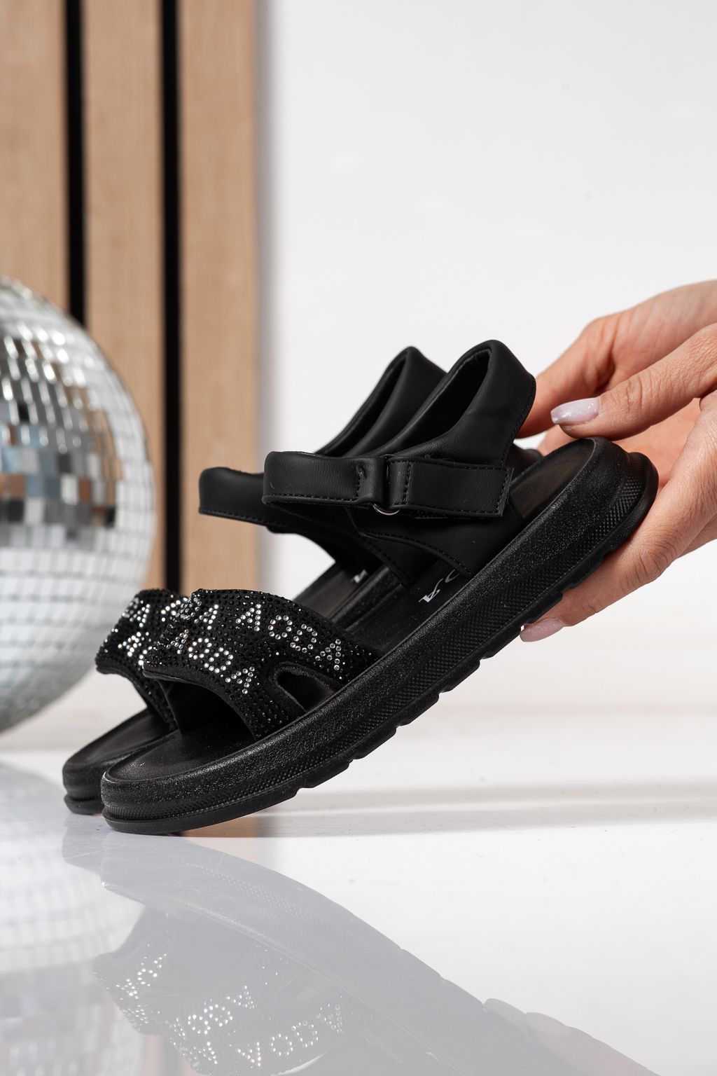 Детски сандали черни от еко кожа Ivara #24926