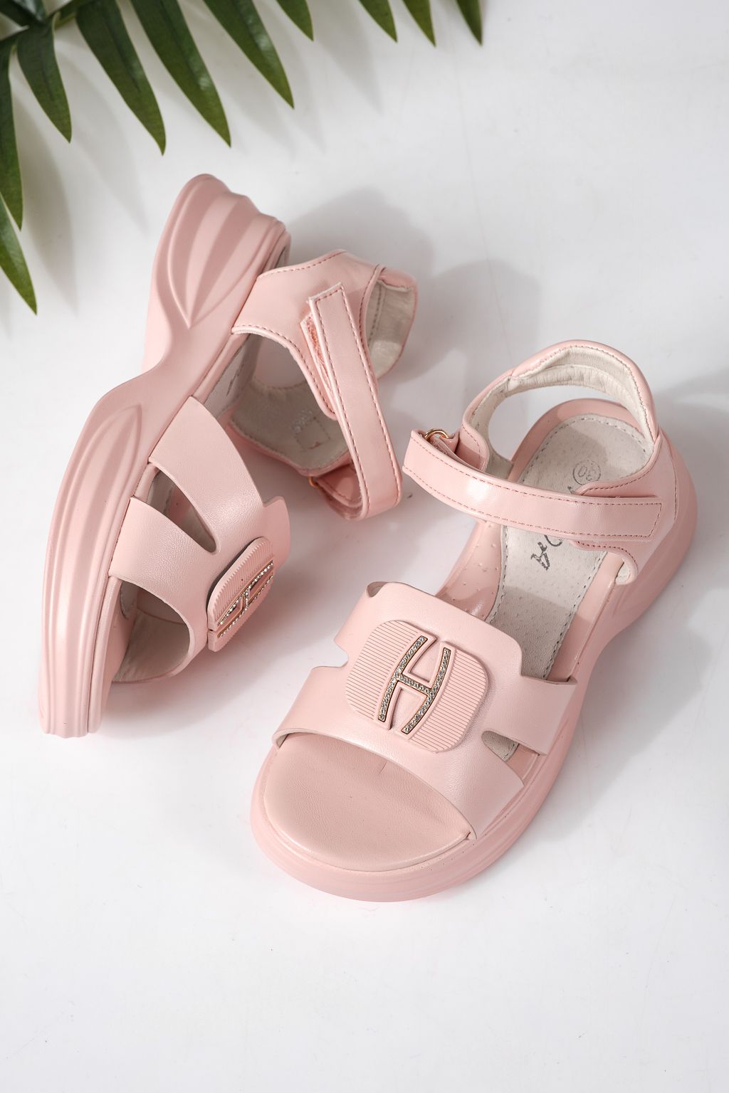 Детски сандали розови от еко кожа Fianna #24921