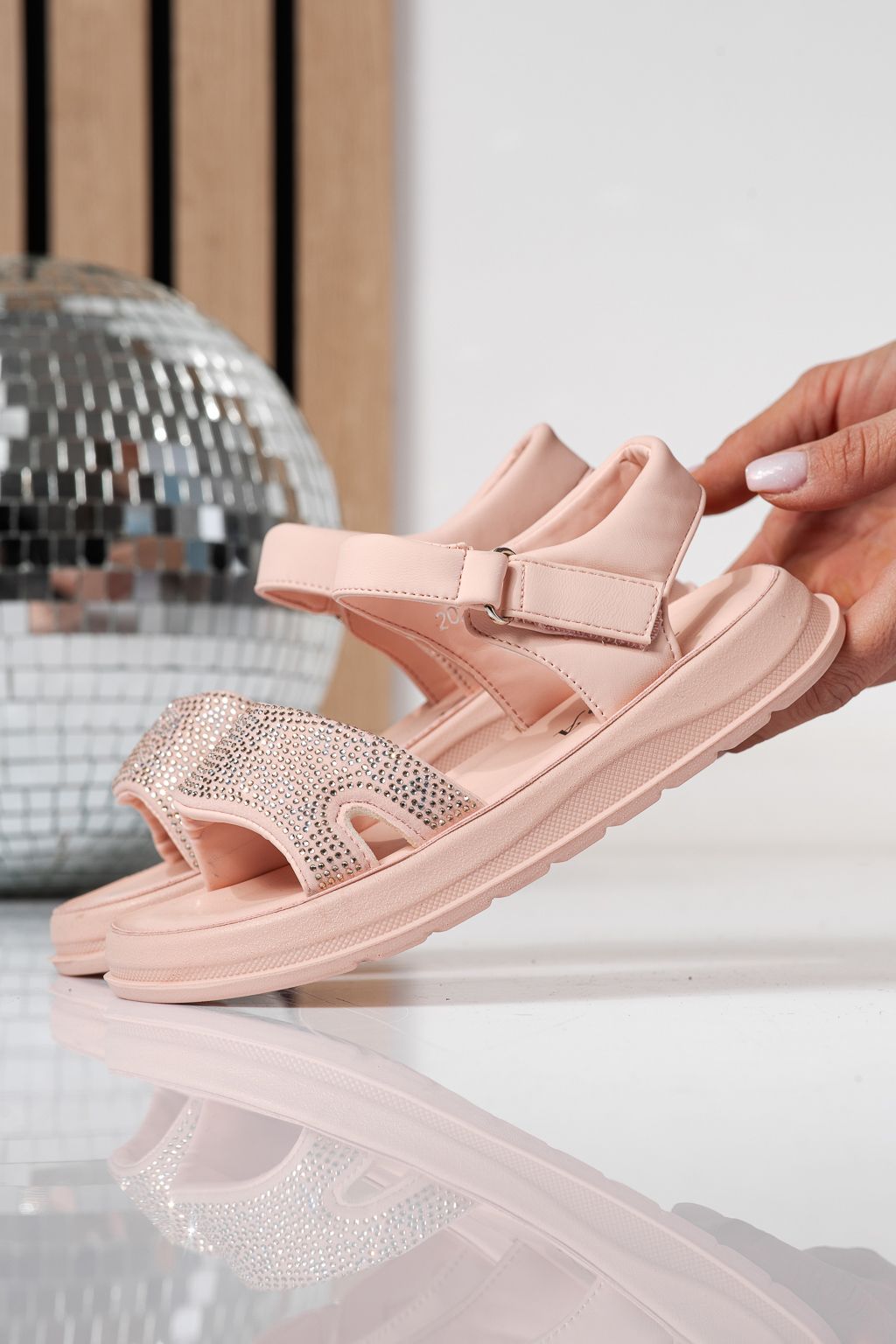 Детски сандали розови от еко кожа Ivara #24925