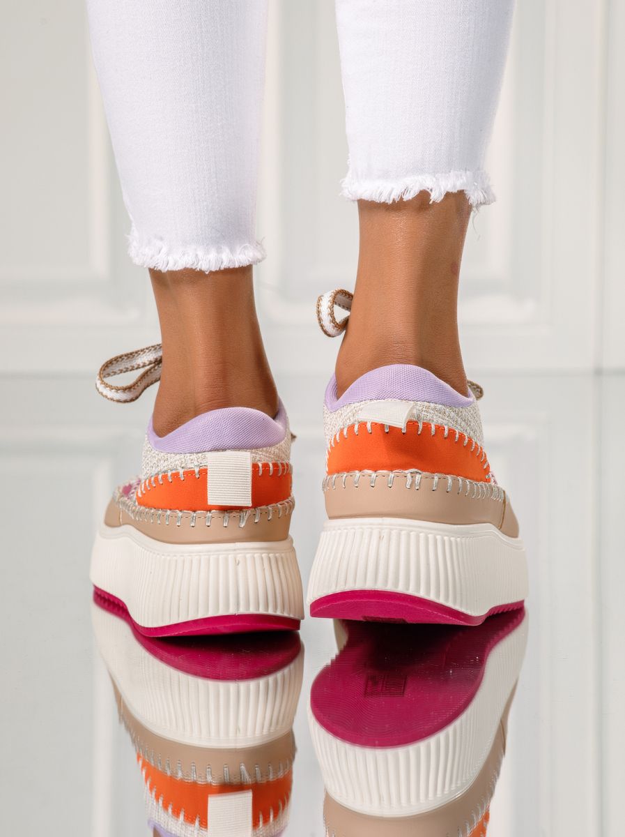 Дамски маратонки червени от текстилен материал Roxi #24983