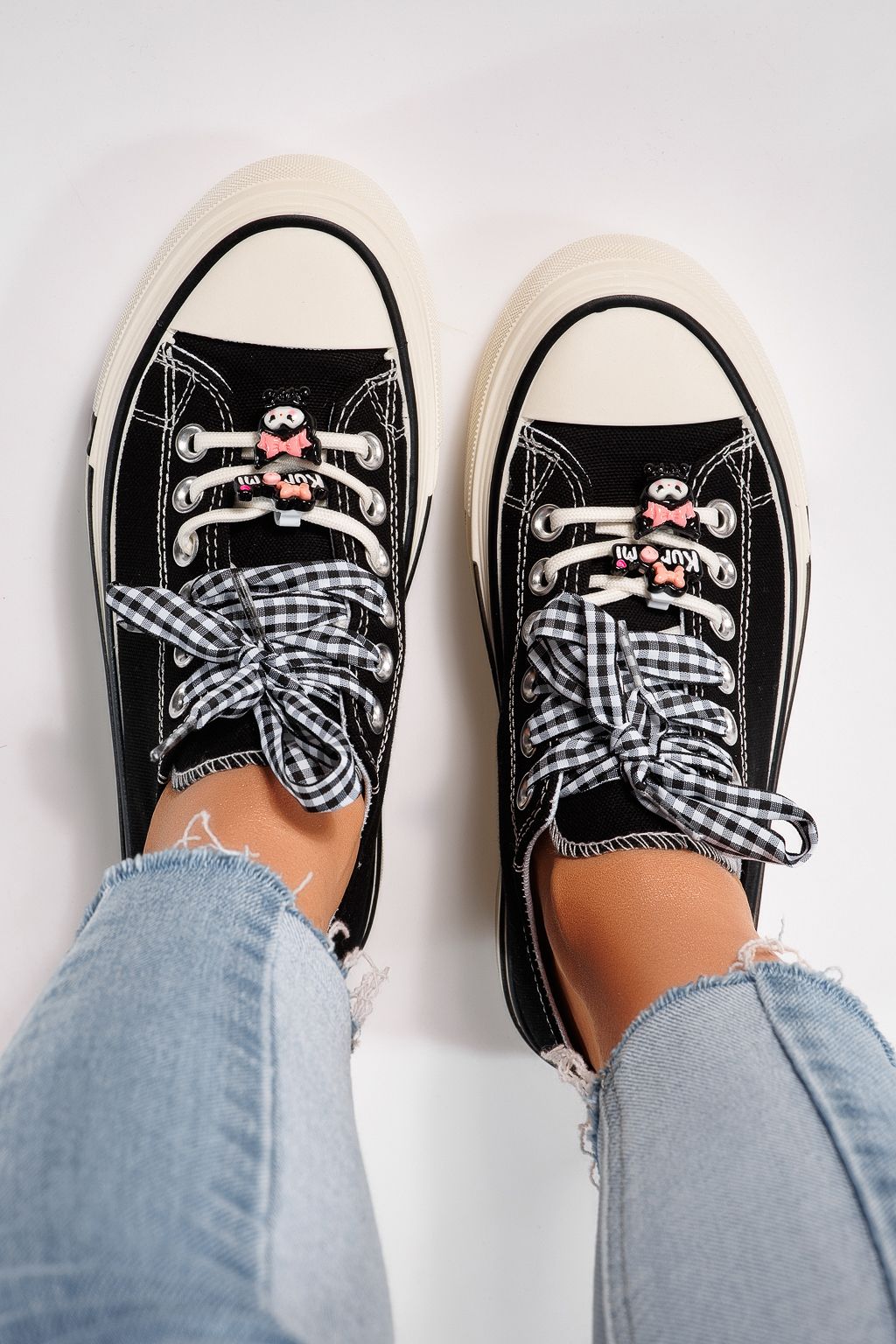 Дамски маратонки черни от текстилен материал Amelia#25236