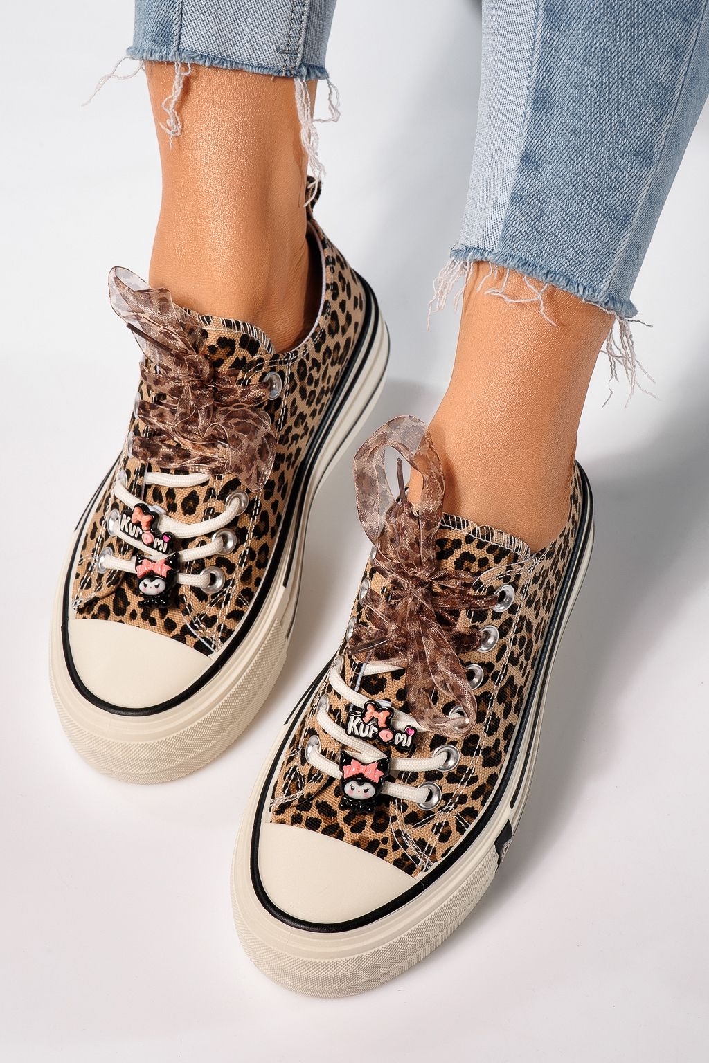 Дамски маратонки леопард от текстилен материал Amelia #25237