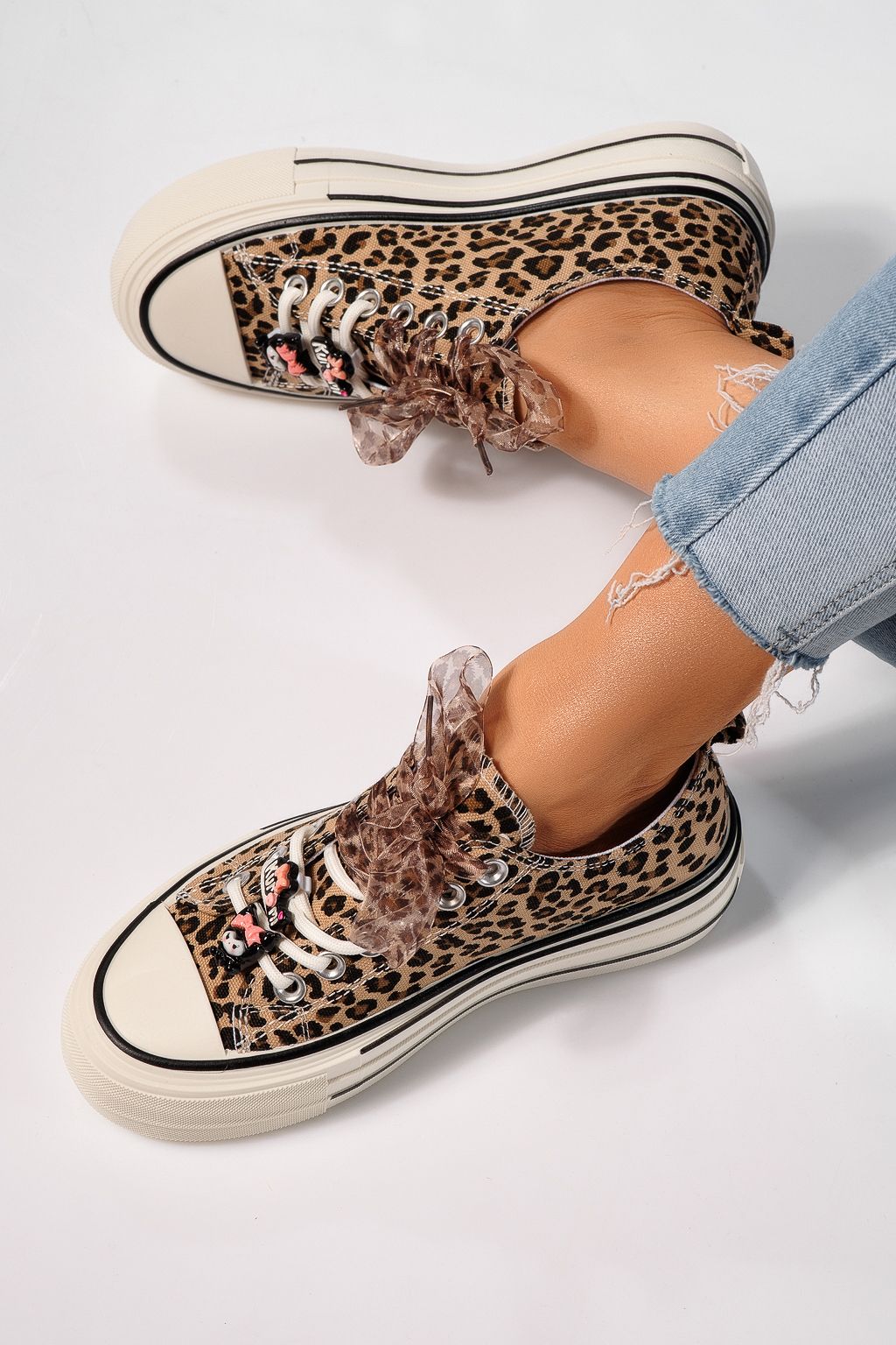 Дамски маратонки леопард от текстилен материал Amelia #25237