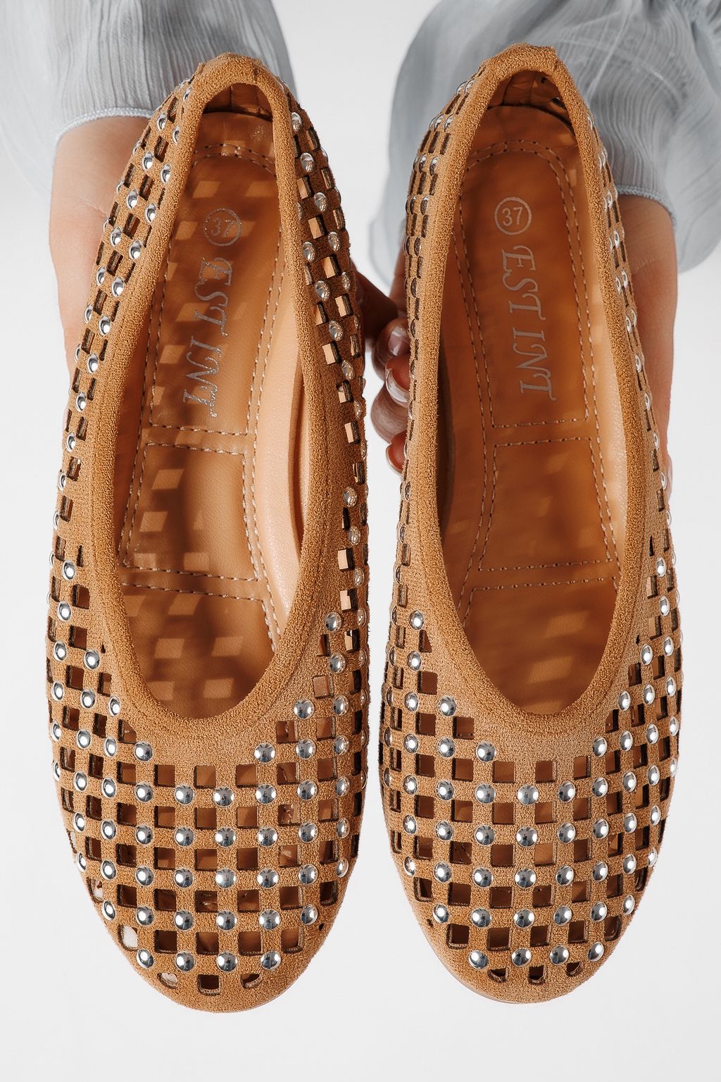 Дамски балерини кафяви от еко кожа Diamond #25116