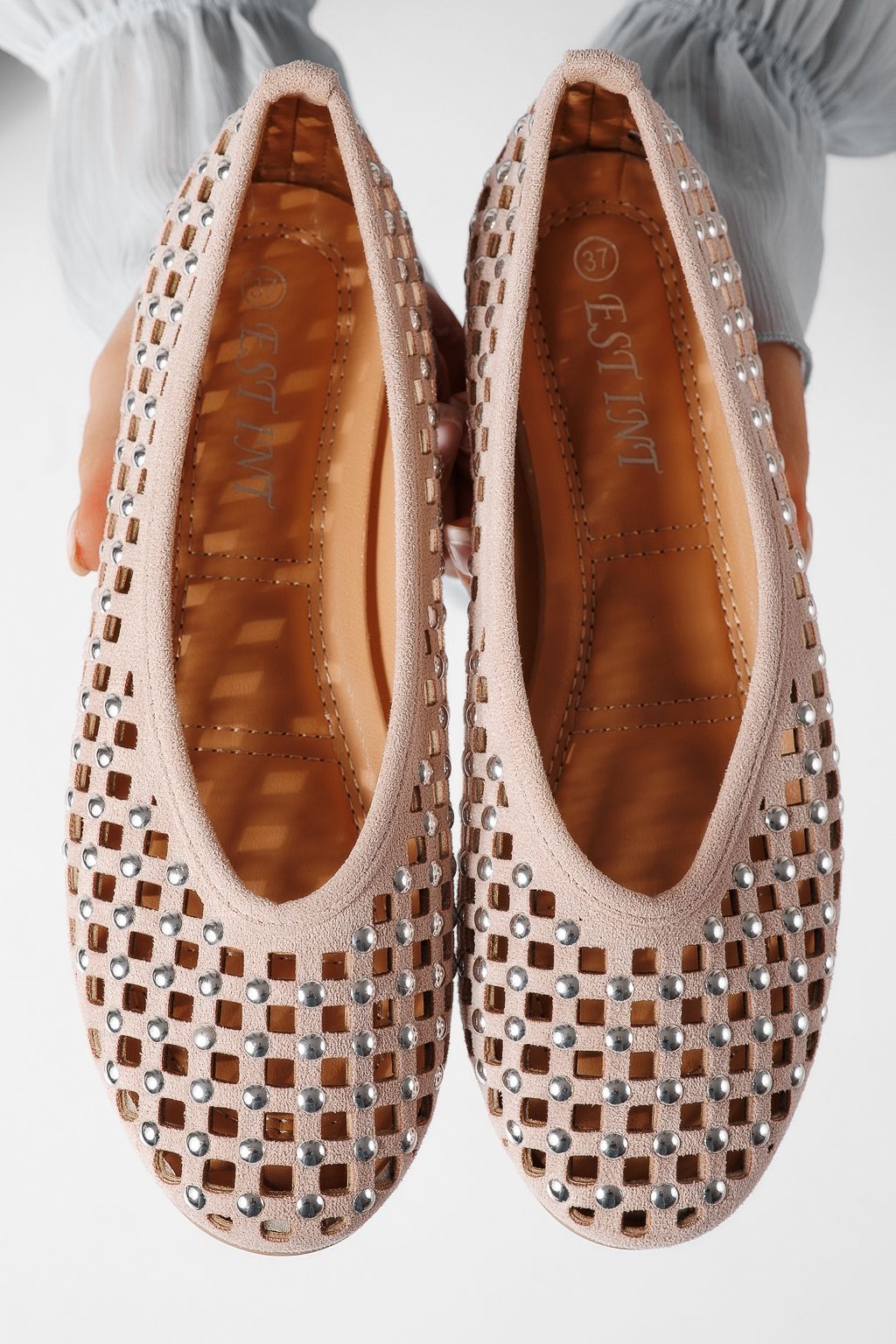 Дамски балерини розови от еко кожа Diamond #25118