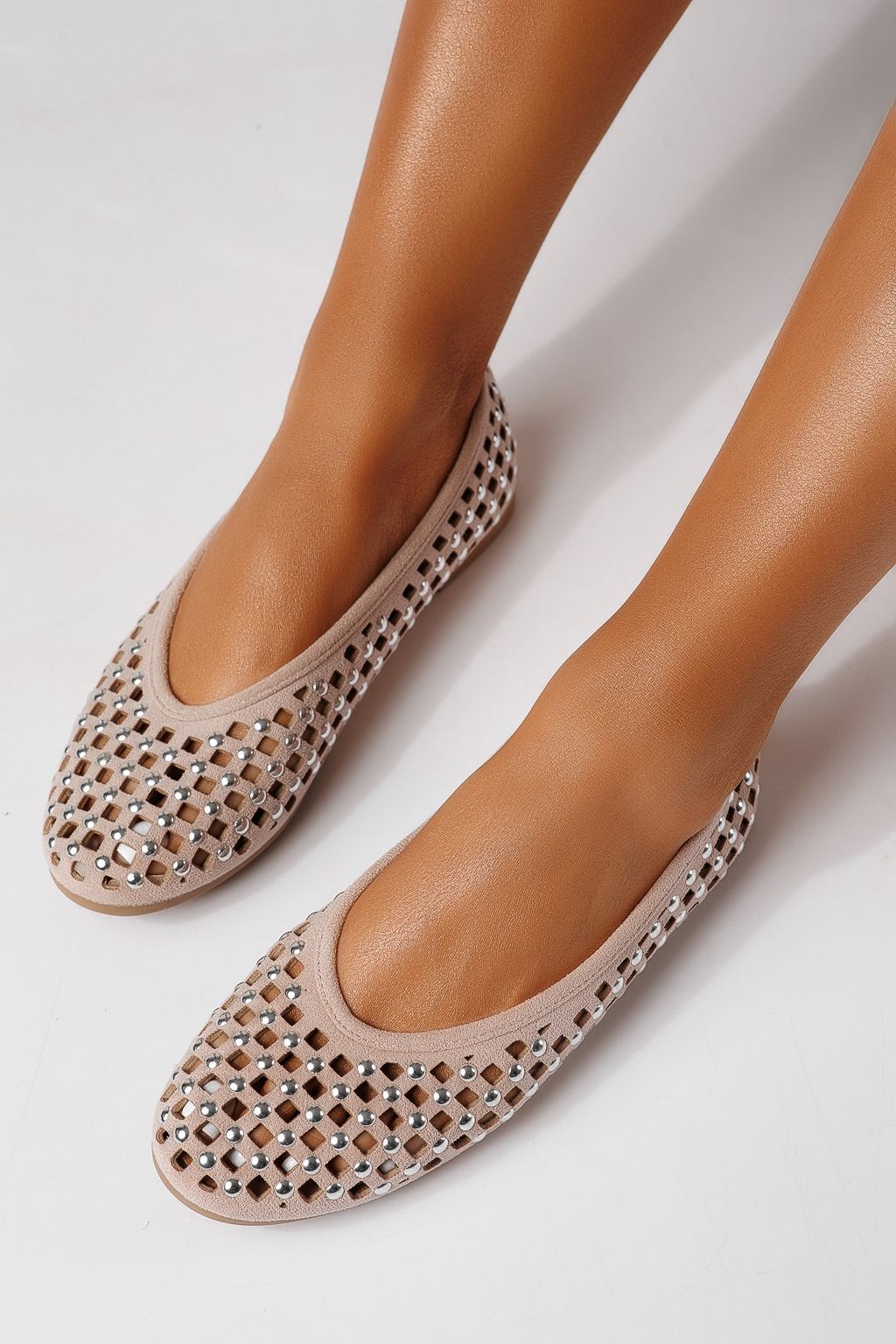 Дамски балерини розови от еко кожа Diamond #25118