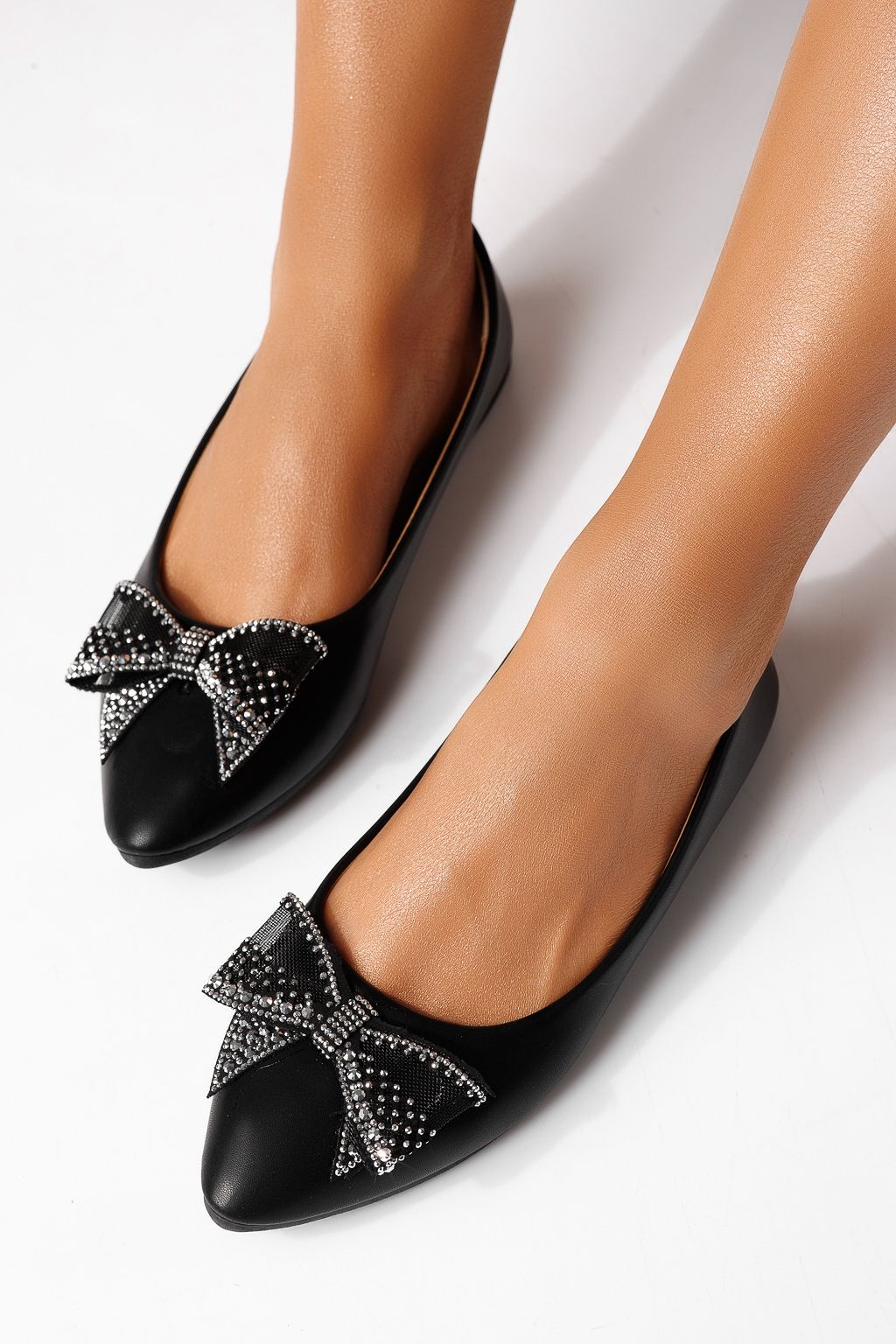 Дамски балерини черни от еко кожа Linnea #25111