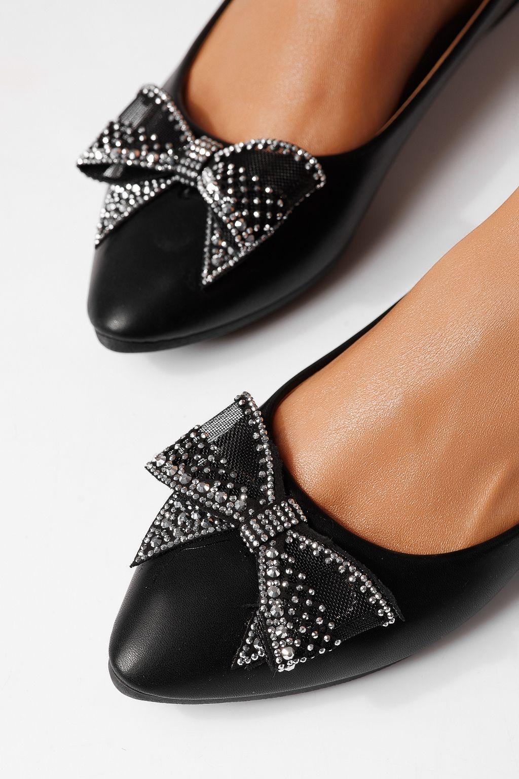 Дамски балерини черни от еко кожа Linnea #25111