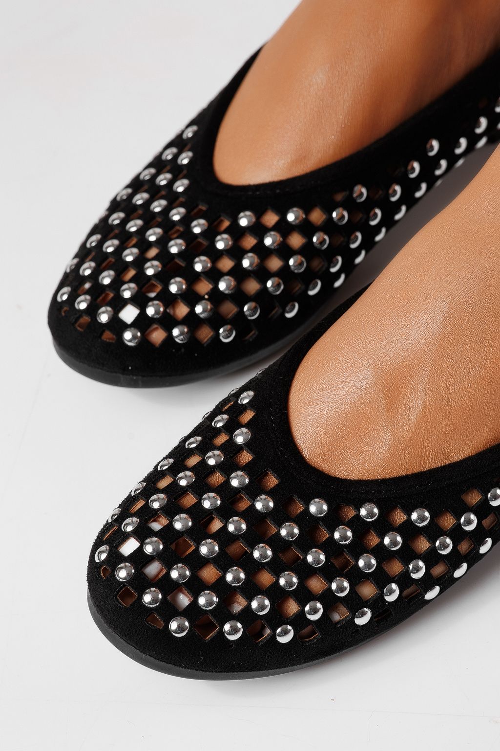 Дамски балерини черни от еко кожа Diamond #25115