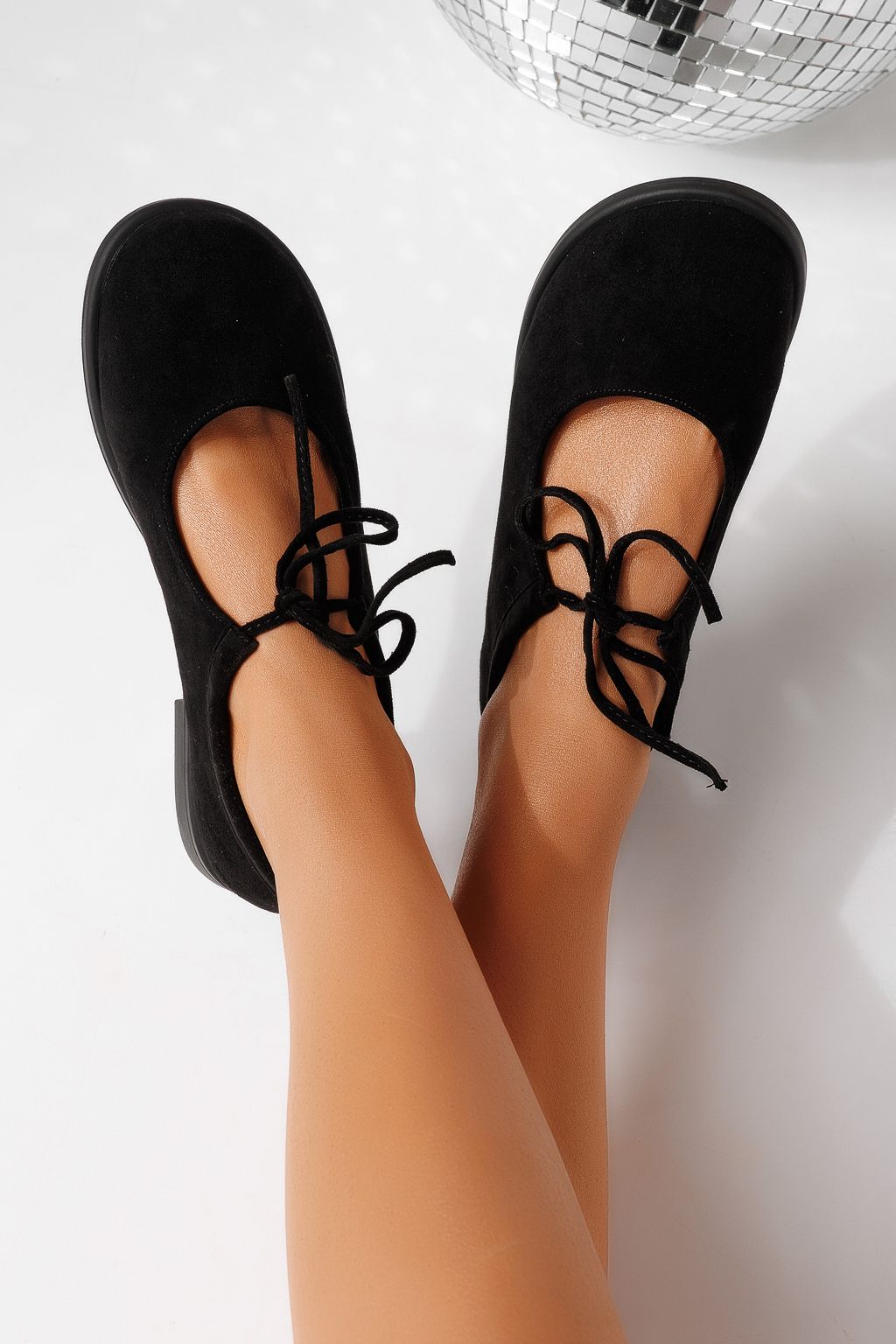 Всекидневни дамски обувки черни от обърната еко кожа Dalia #25014