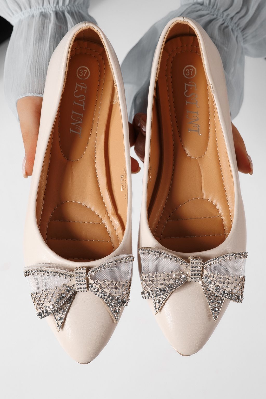 Дамски балерини бежови от еко кожа Linnea #25112