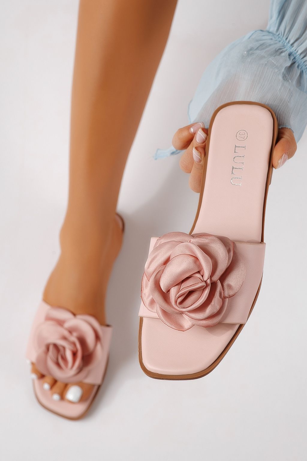 Дамски чехли розови от еко кожа Nerys #25103