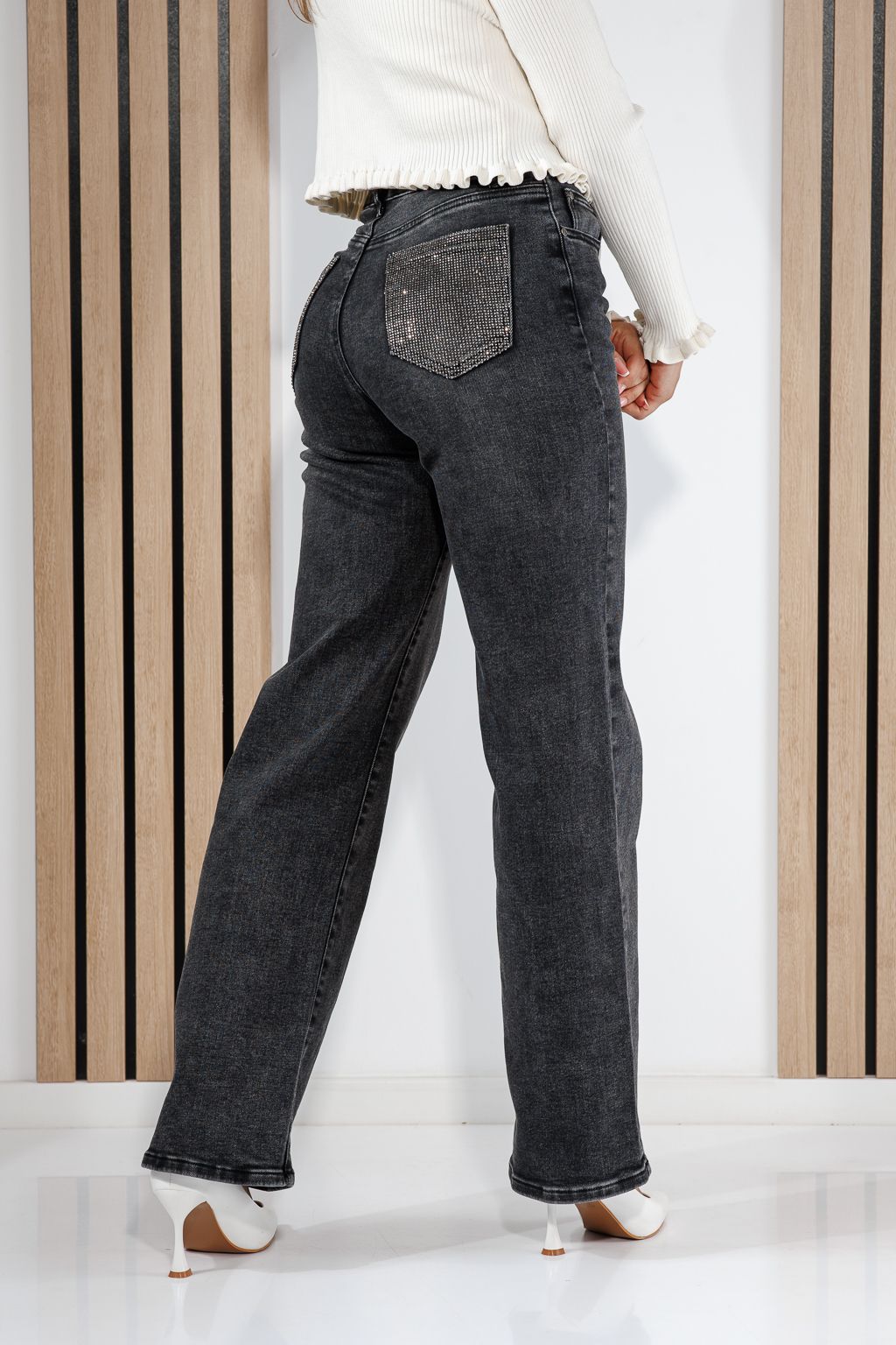 Дамски дънки Wide Leg Avelia черни #A1439