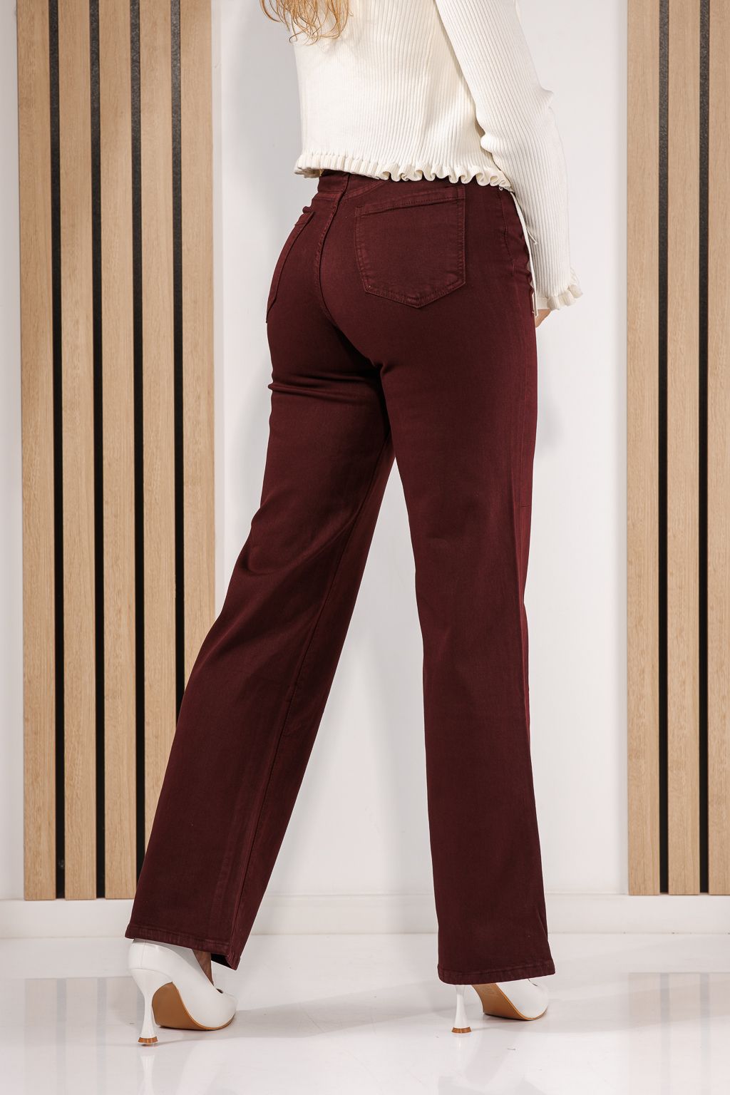 Дамски дънки Wide Leg Azra бордо #A1434