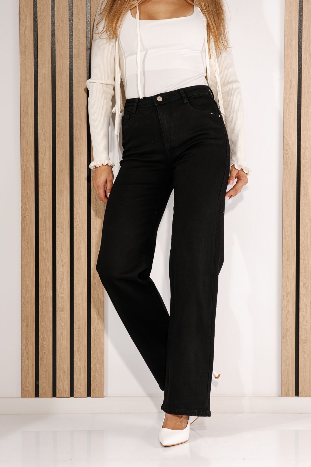 Дамски дънки Wide Leg Kaia черни #A1433