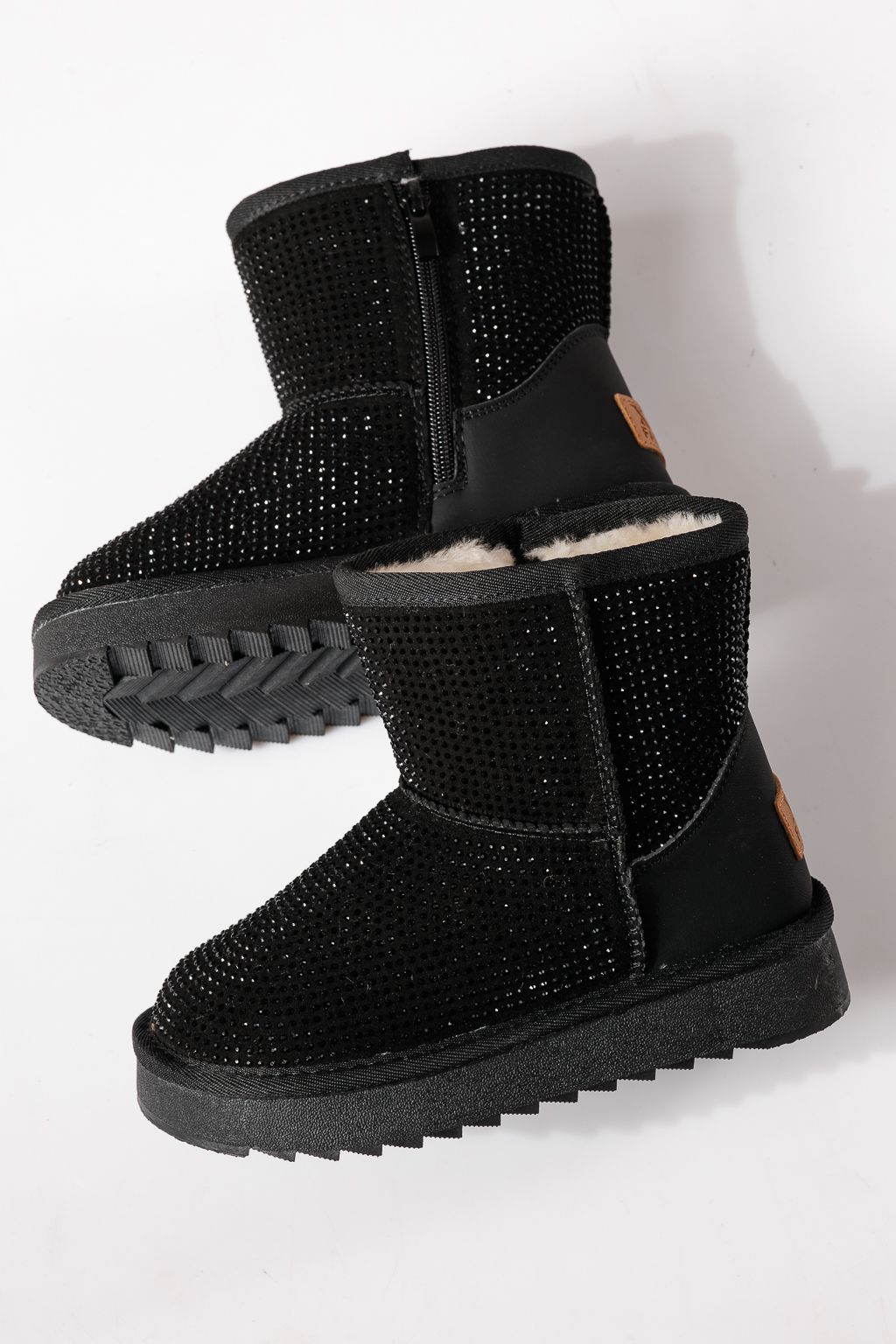Ватирани боти за момичета тип Ugg черни от еко кожа Nina #30284