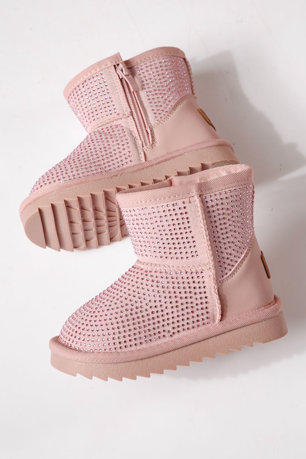 Ватирани боти за момичета тип Ugg розови от еко кожа Nina #30285