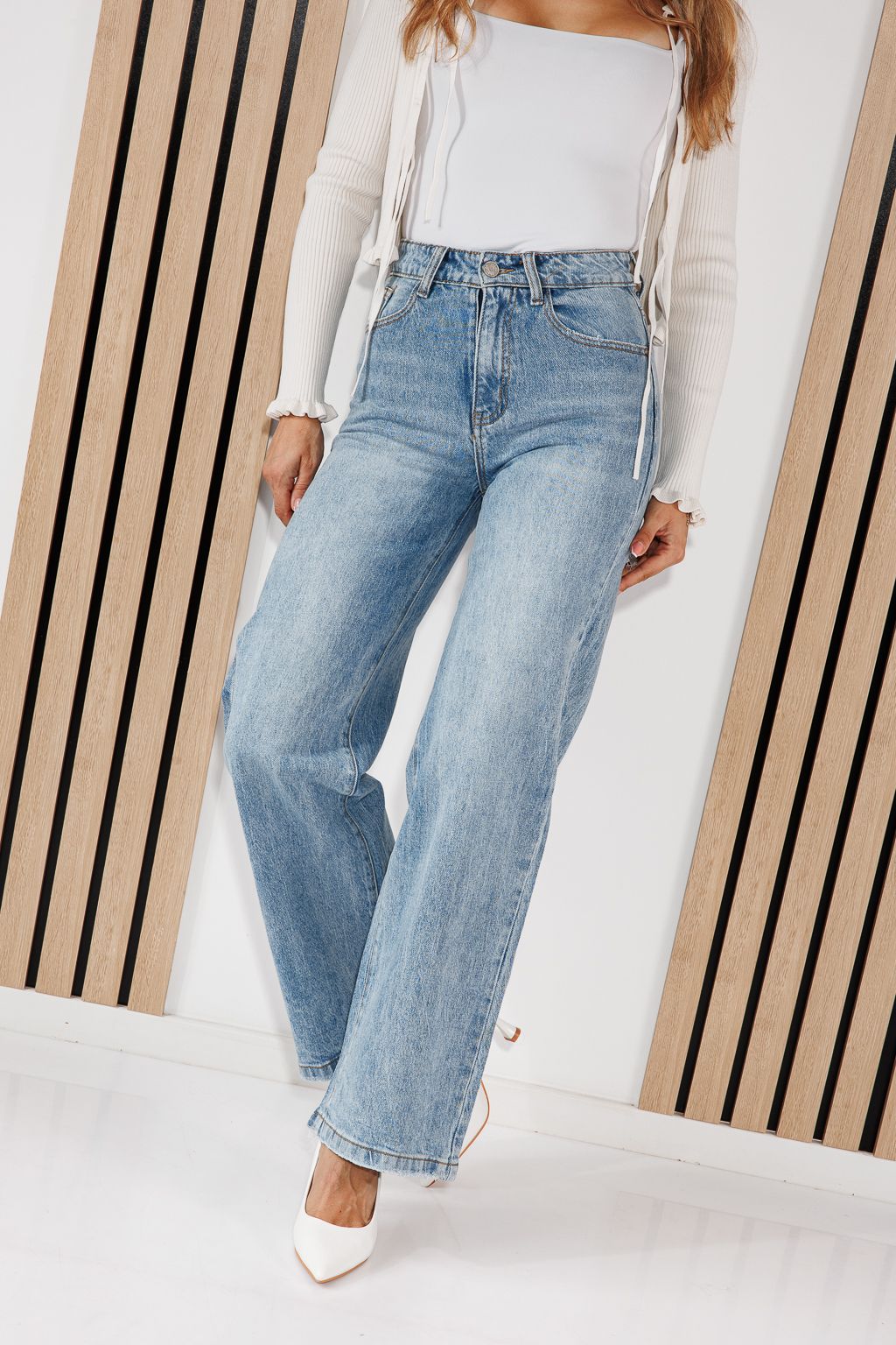 Дамски дънки Wide Leg Fit Talia сини #A1453