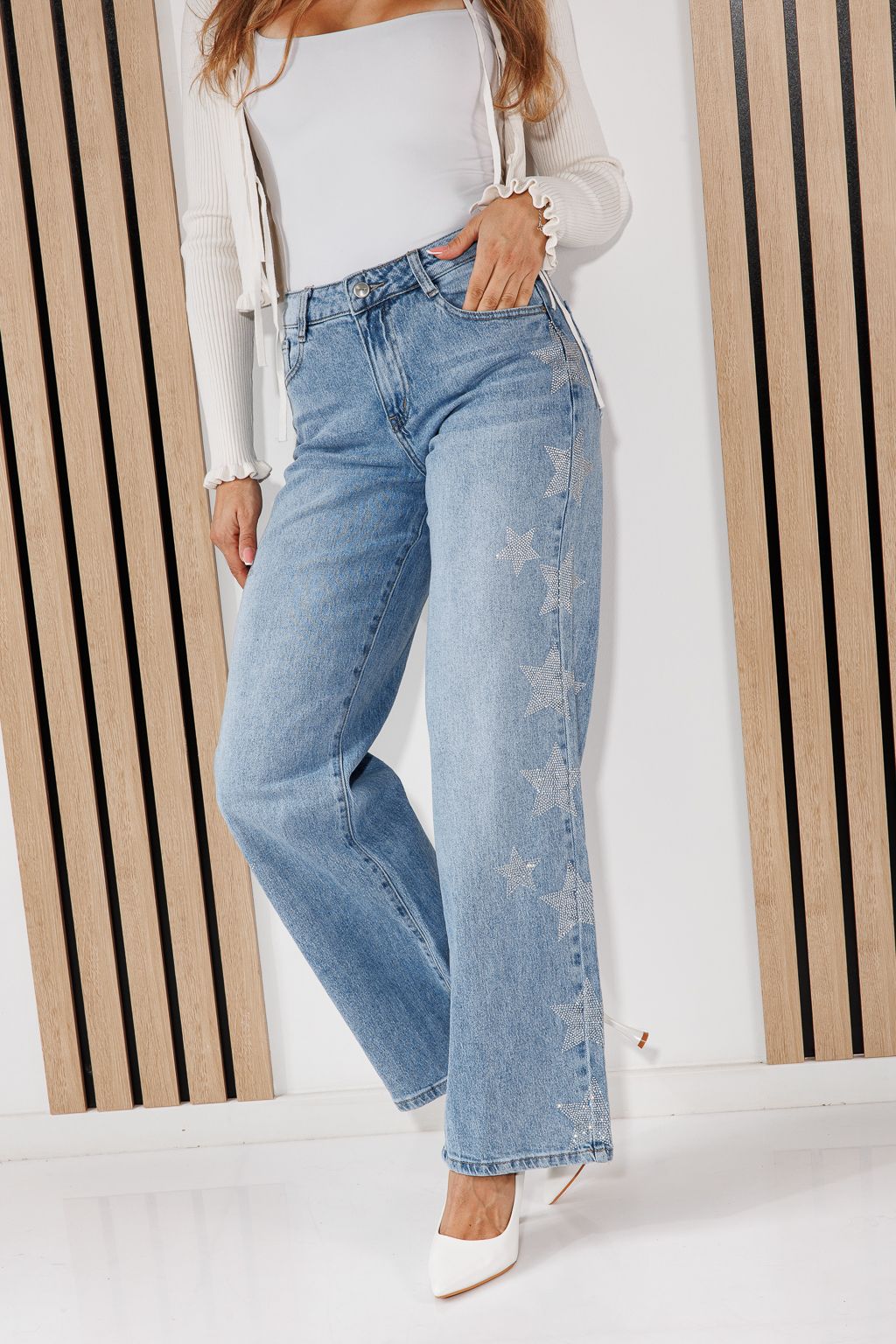 Дамски дънки Wide Leg Fit Talia сини #A1461