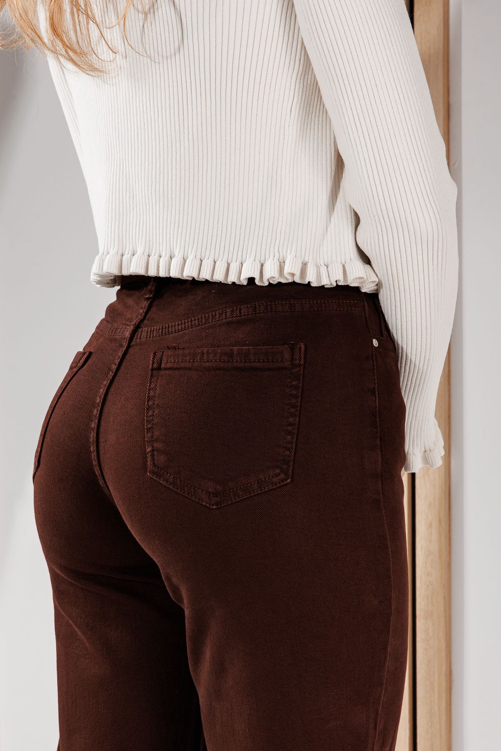 Дамски дънки Baggy Fit Sarah кафяви #A1463