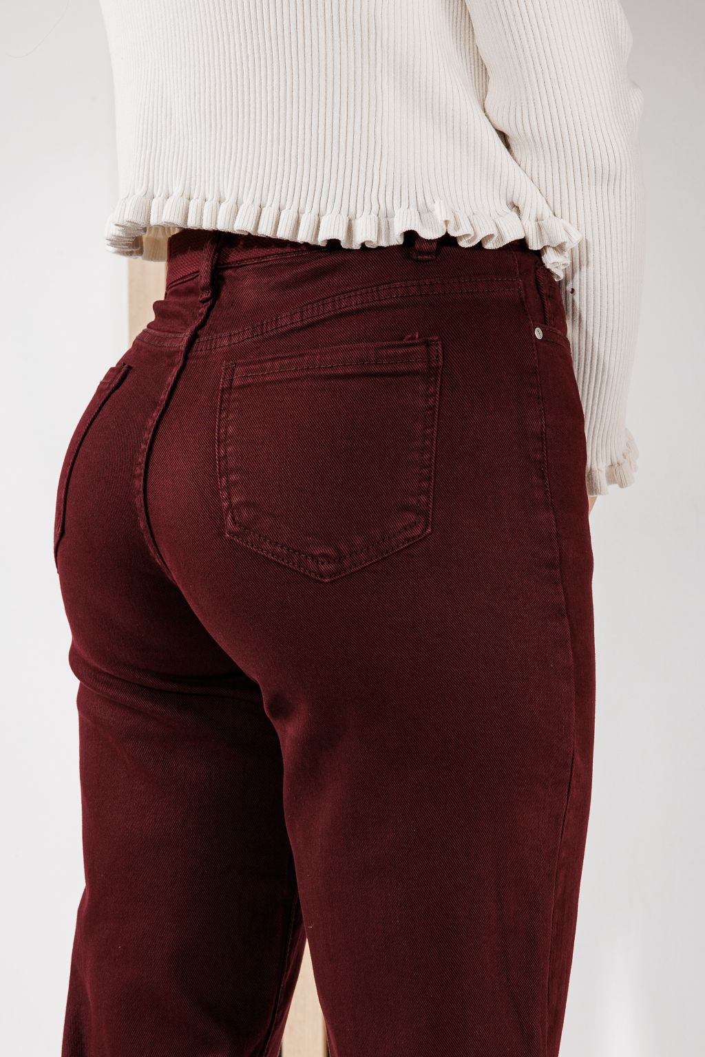 Дамски дънки Baggy Fit Sarah бордо #A1465