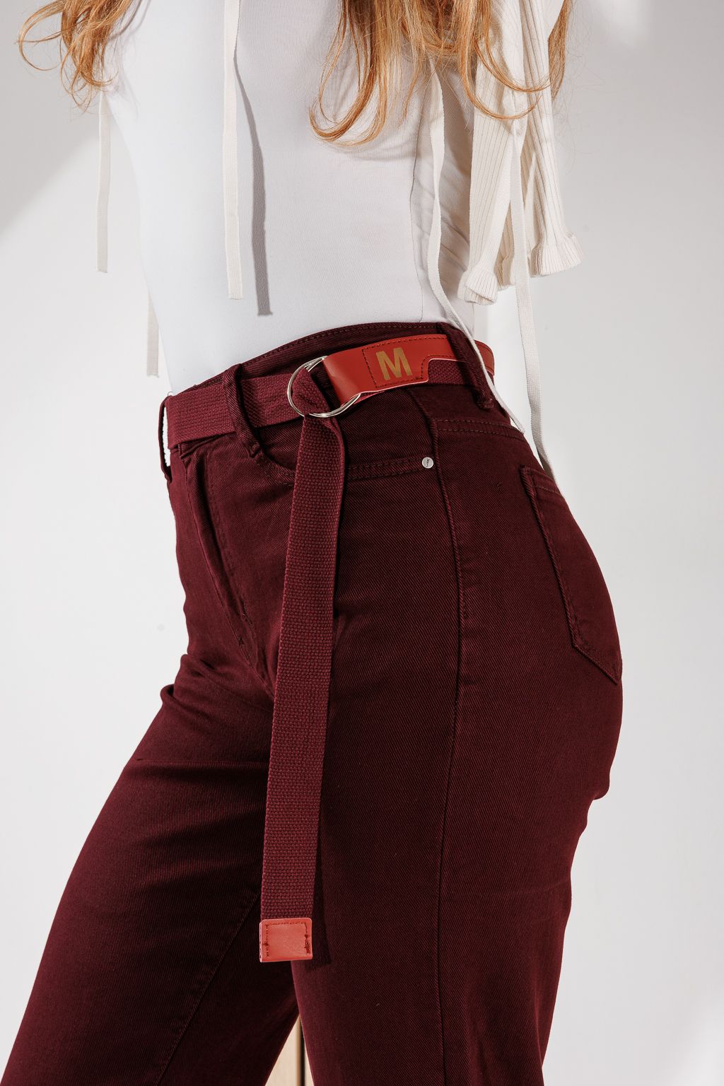 Дамски дънки Baggy Fit Sarah бордо #A1465