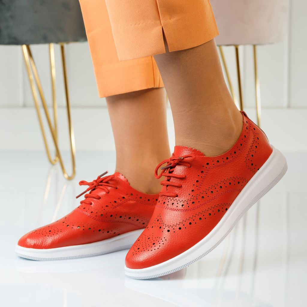 дамски обувки от естествена кожа Naturala Estella домати #851PN