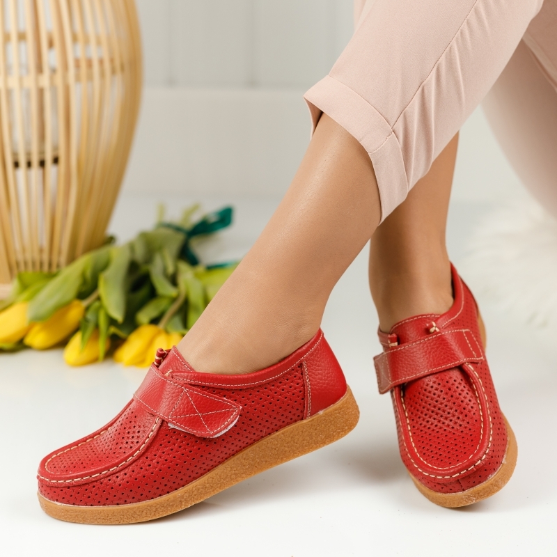 обувки от естествена кожа Angelina домати #1275M