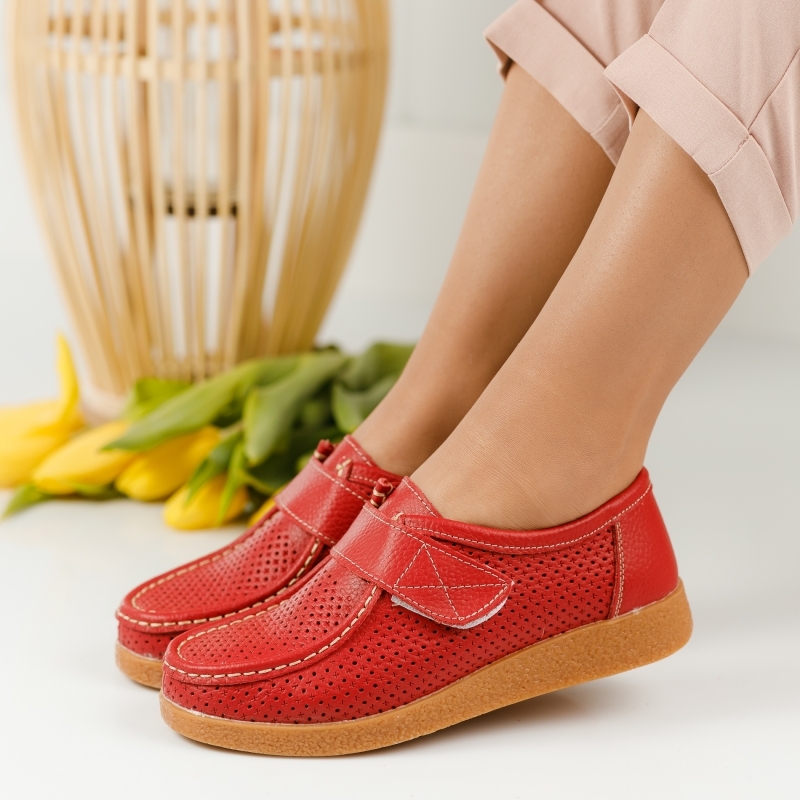 обувки от естествена кожа Angelina домати #1275M