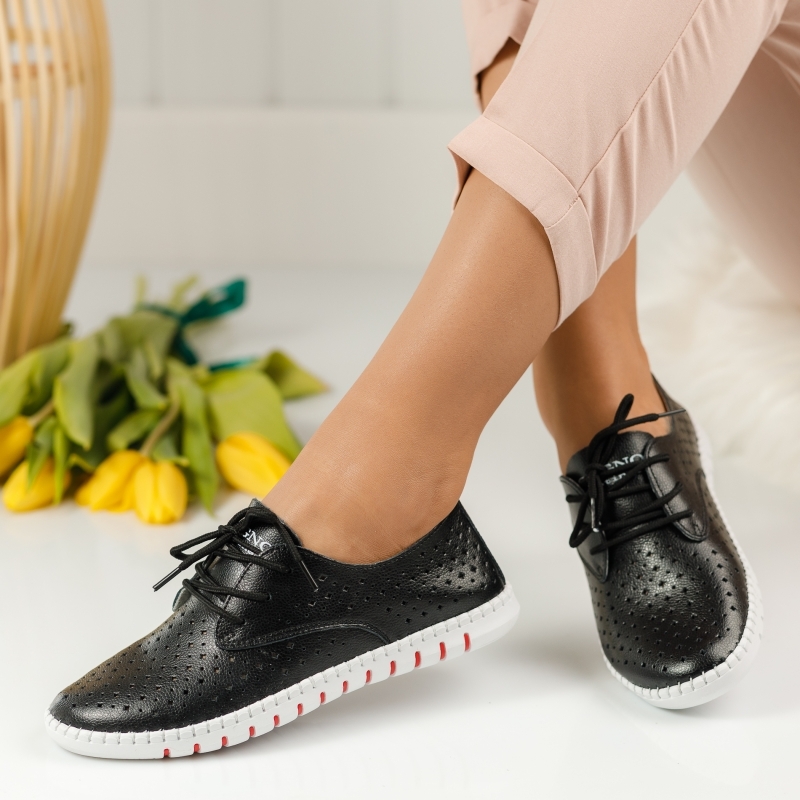 обувки от естествена кожа Cezara черен #1255M
