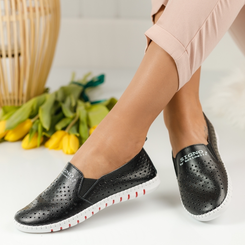 обувки от естествена кожа Agata черен #1266M