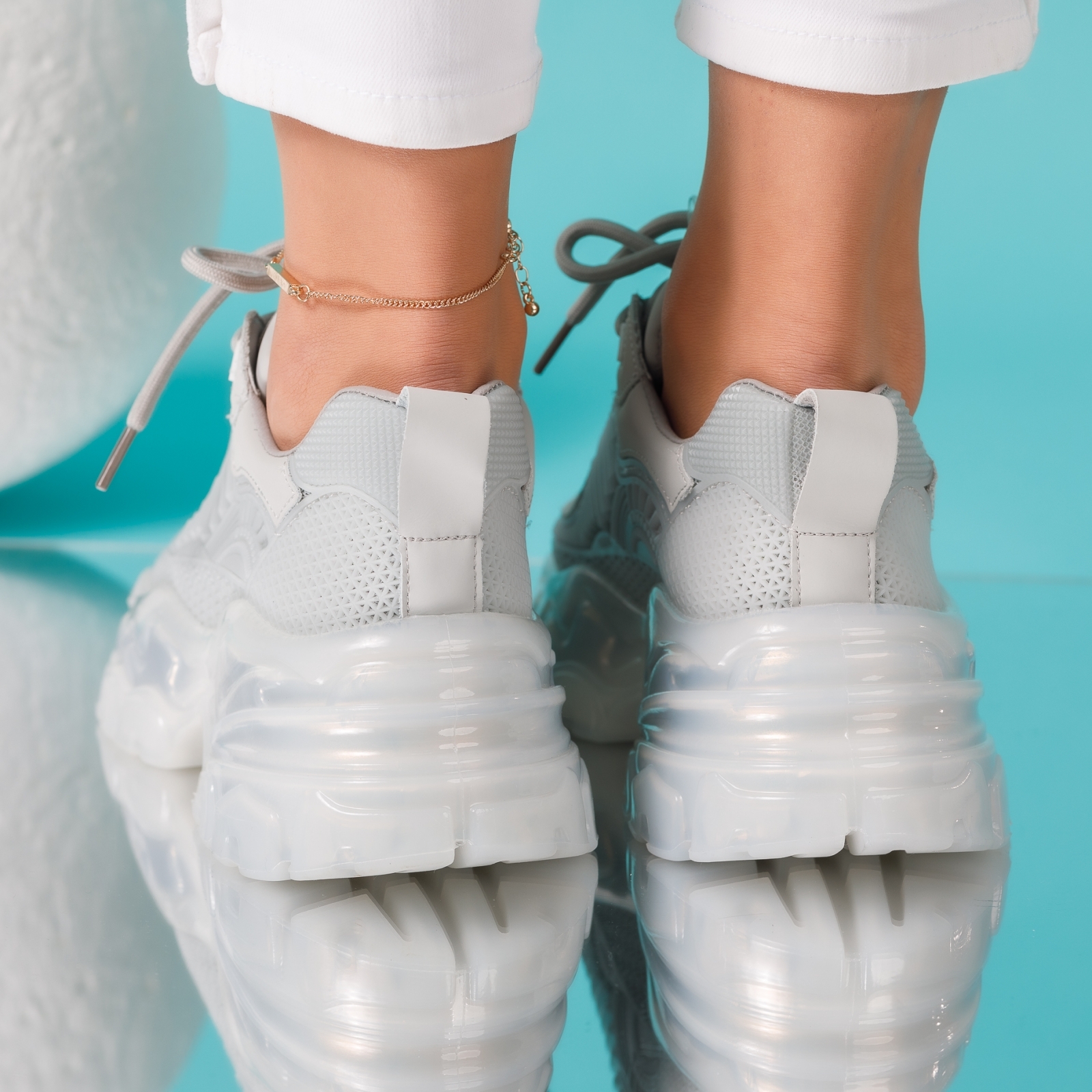 Дамски спортни обувки естествена кожа Ada Сиво #4155M