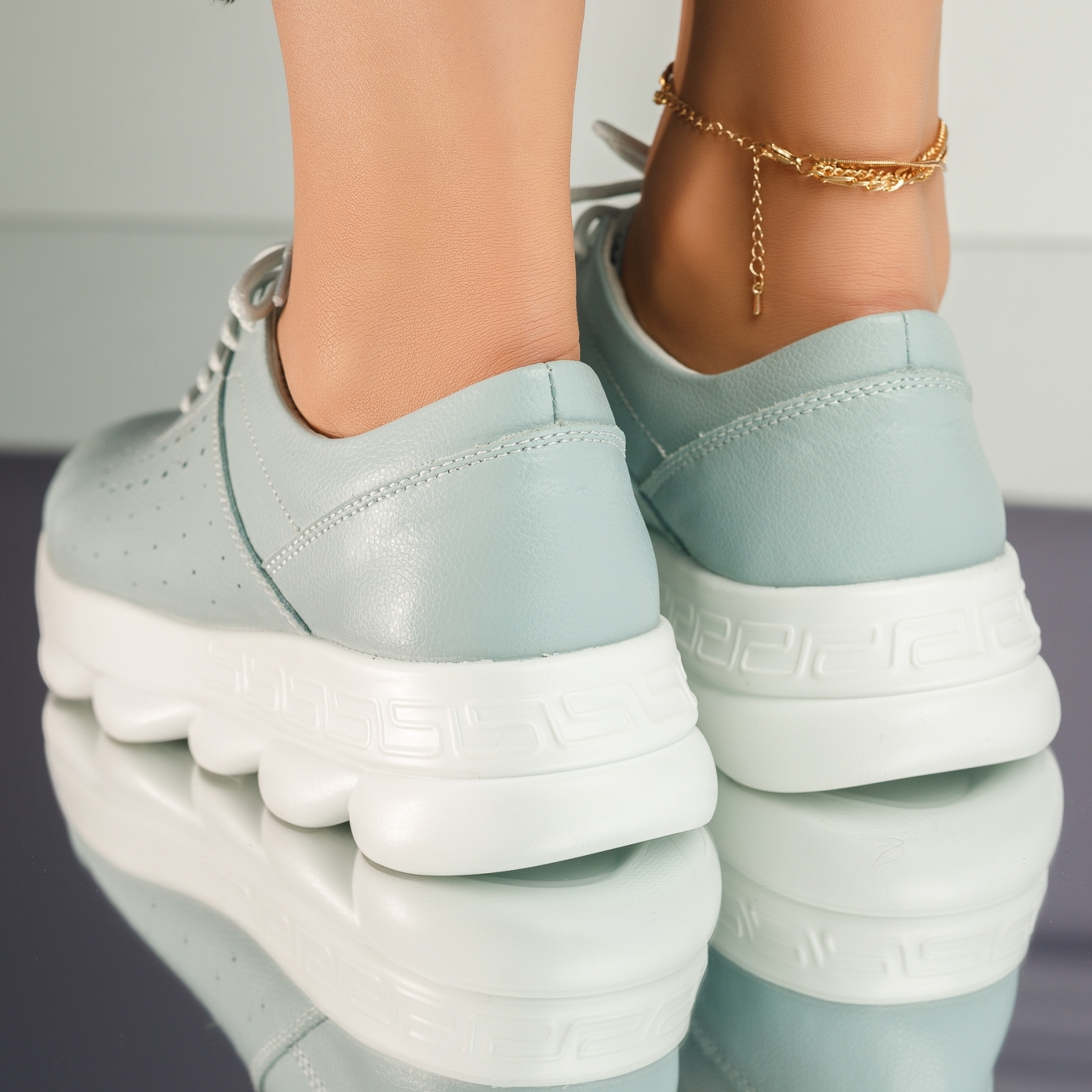 Természetes bőr cipő kék Jade #4254M