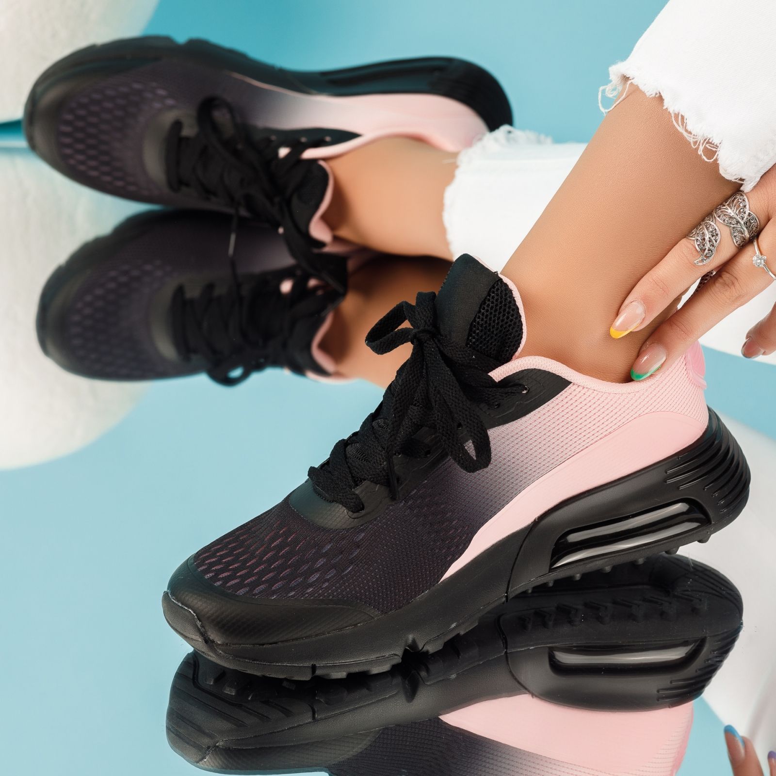 Дамски спортни обувки Skylar черен/Roz #4918M