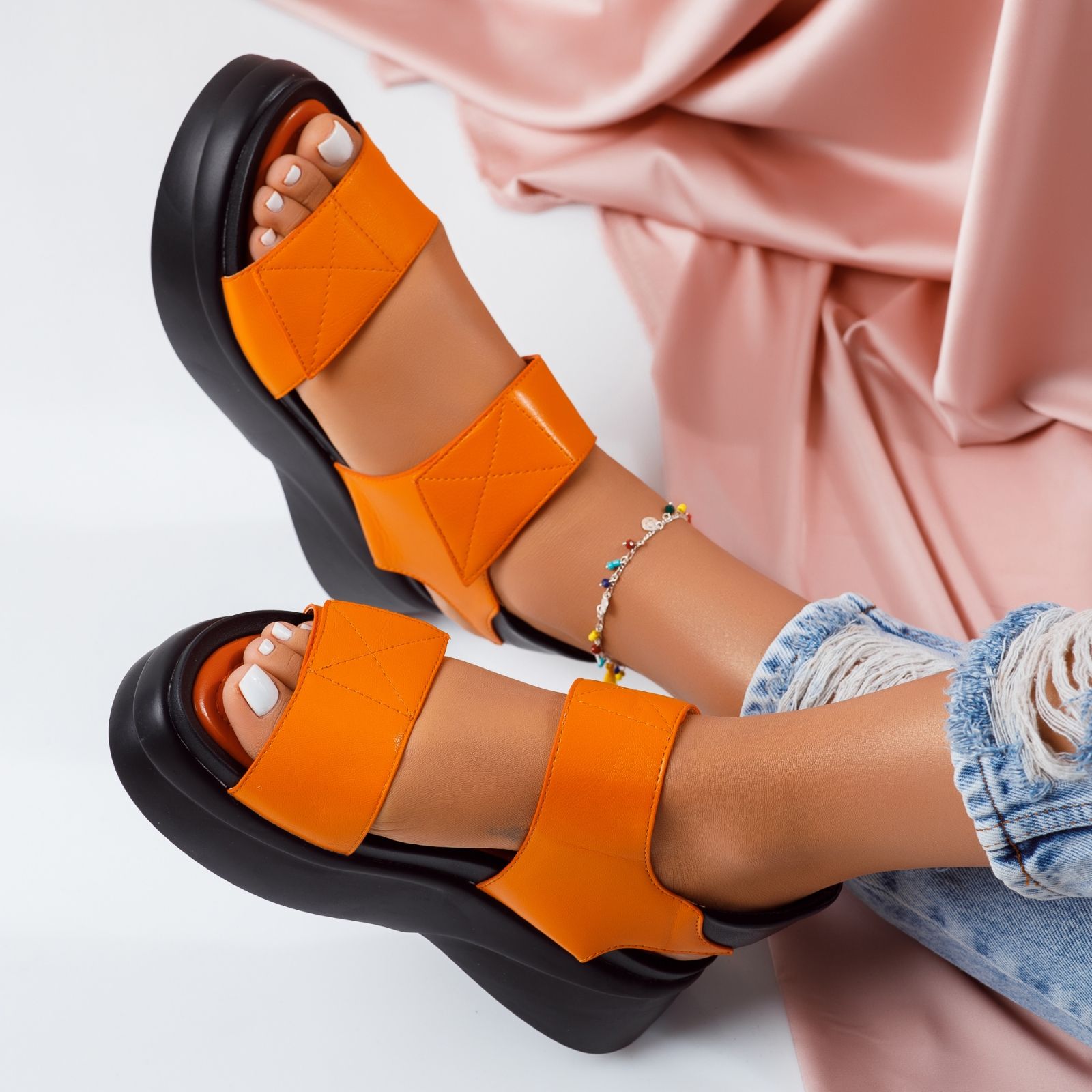 Дамски сандали с платформата Melanie Portocalii #5129M
