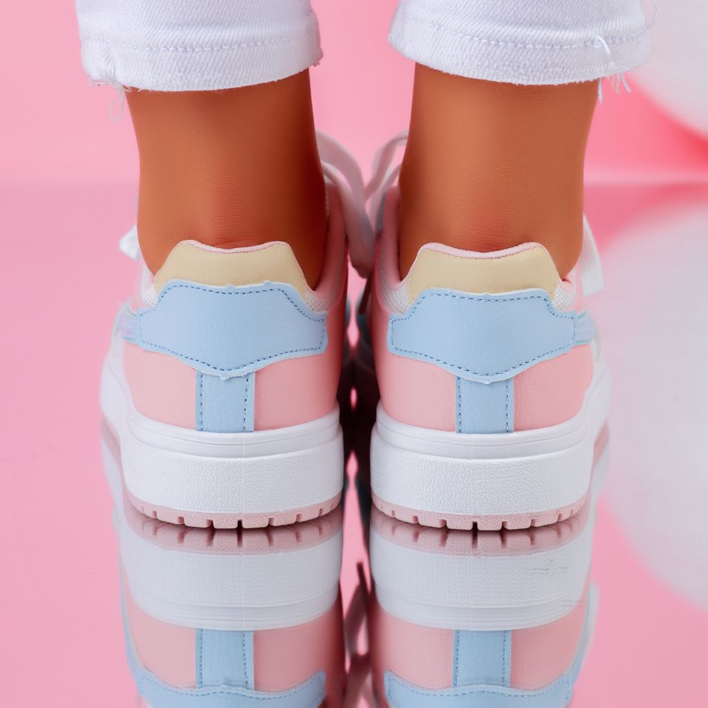 Дамски спортни обувки Andreea бялastri/розово #6488M