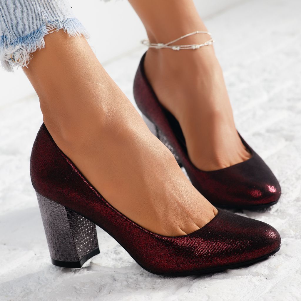 Дамски обувки на ток Kiara червен #7057M