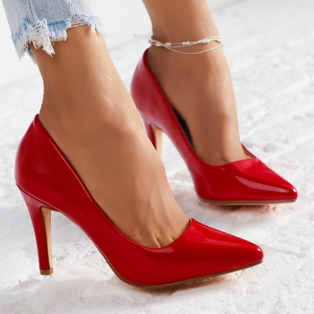 дамски обувки с токчета Adana червен #7120M