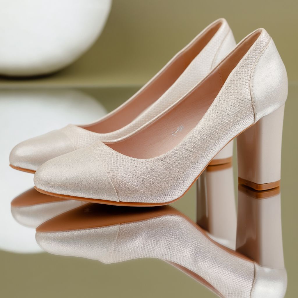 Дамски обувки на ток Samara розово и златно #7050M