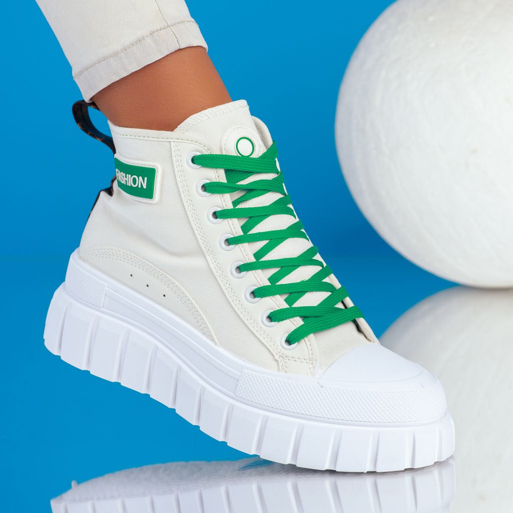 Дамски спортни обувки Live бяло/зелено #8994