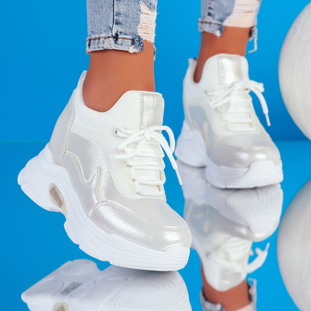 Дамски спортни обувки Rose бяло / сребристо #9067