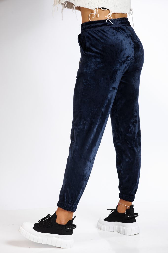 Дамски панталон от кадифе Elina тъмносин #A75