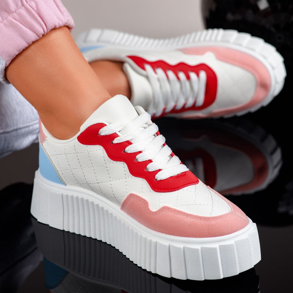 Дамски спортни обувки Rio бяло/червен #9772