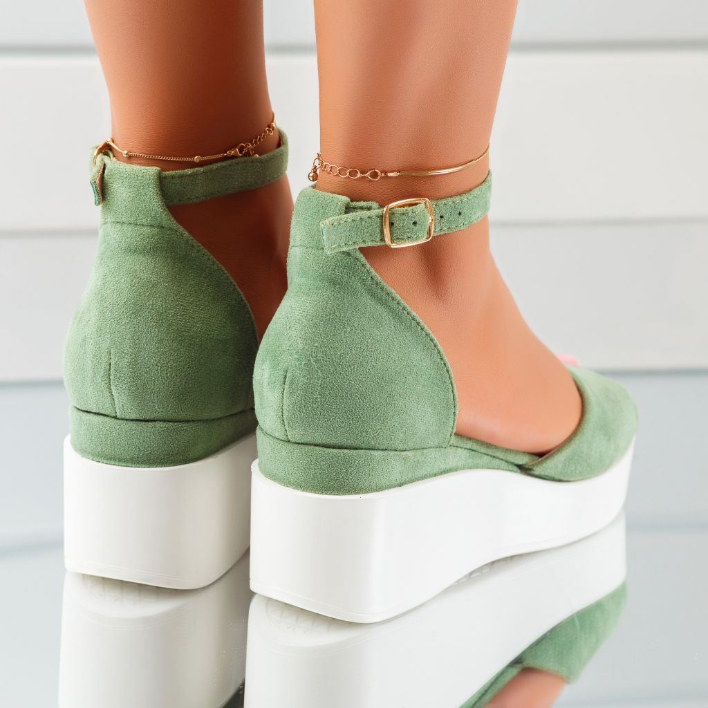 Дамски сандали с платформата Sona зелено #10285