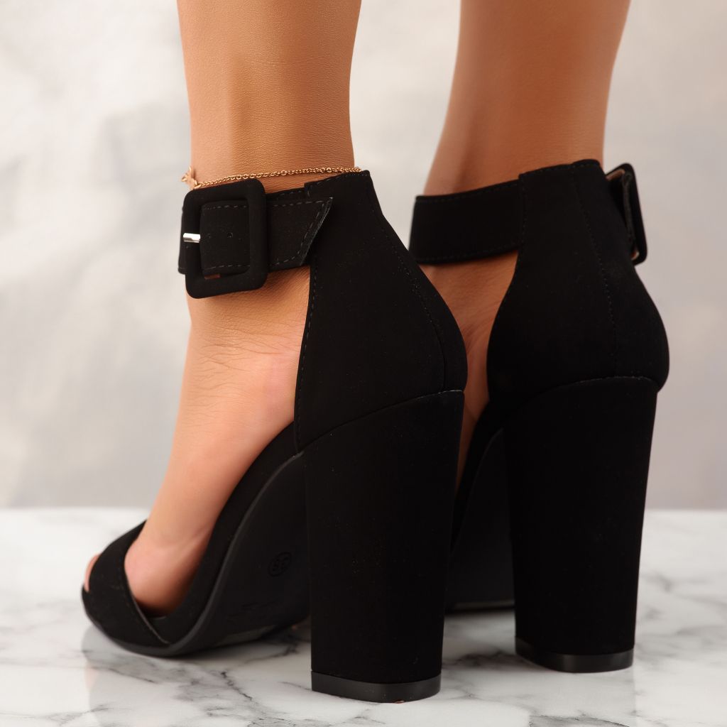 Дамски сандали на ток Cataleya Черен #10094