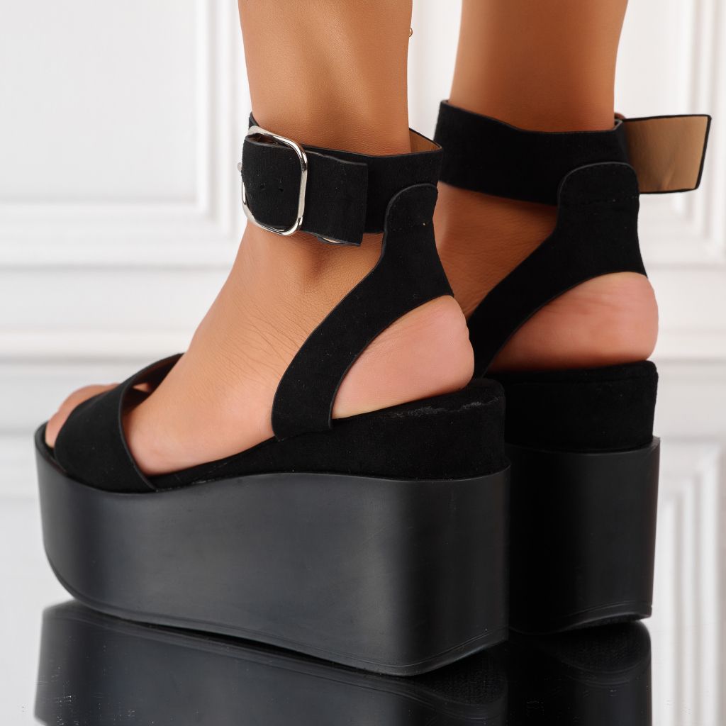 Дамски сандали на платформа Francesca Черен #10106