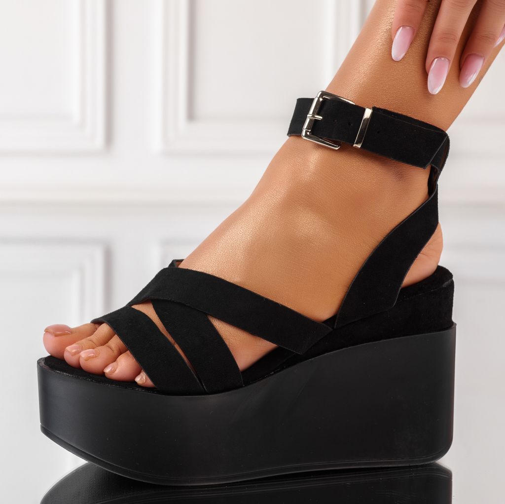Дамски сандали на платформа Elisa Черен #10101